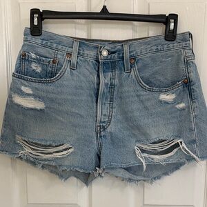 Levi's Light Blue Distressed Jean Shorts